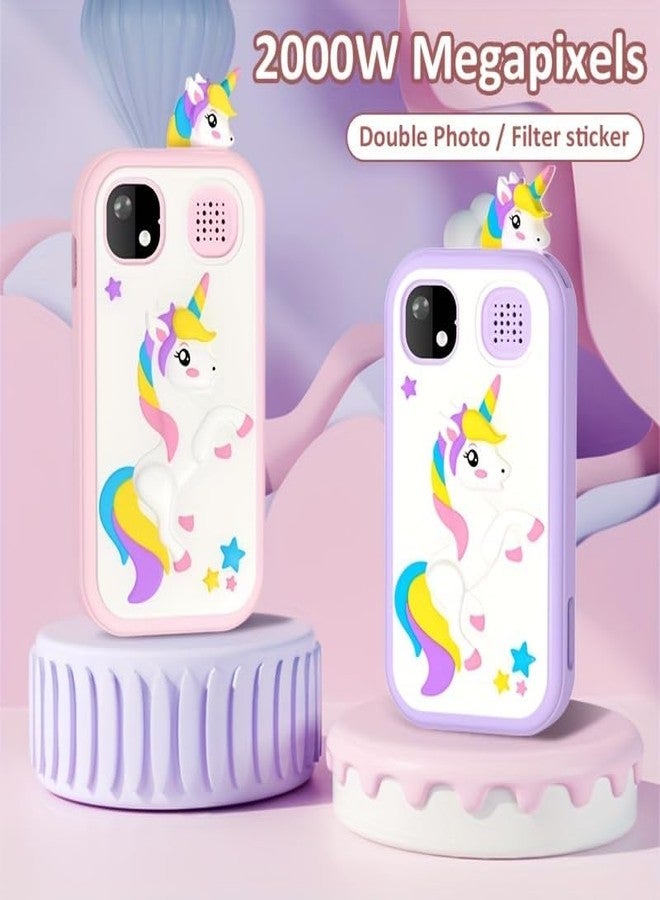 BLiSS HUES لعبة هاتف ذكي للأطفال من BLiSS HUES بشاشة لمس ملونة 2.4 بوصة - دقة 1080 بكسل - مشغل موسيقى MP3 - ألعاب وخلفيات مدمجة (بنفسجي) - Image 2